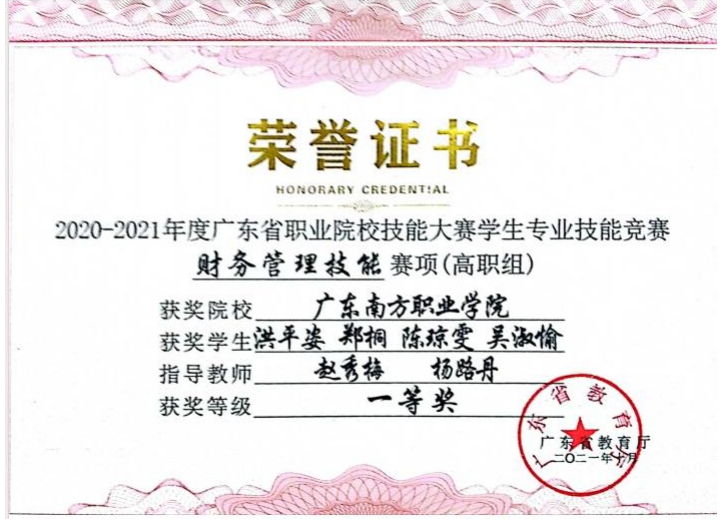 省级：财务管理一等奖