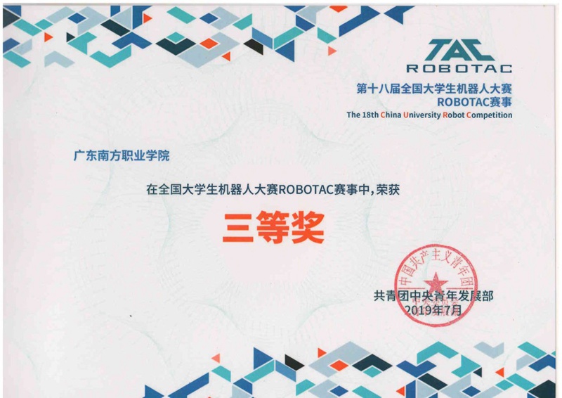 全国机器人比赛三等奖