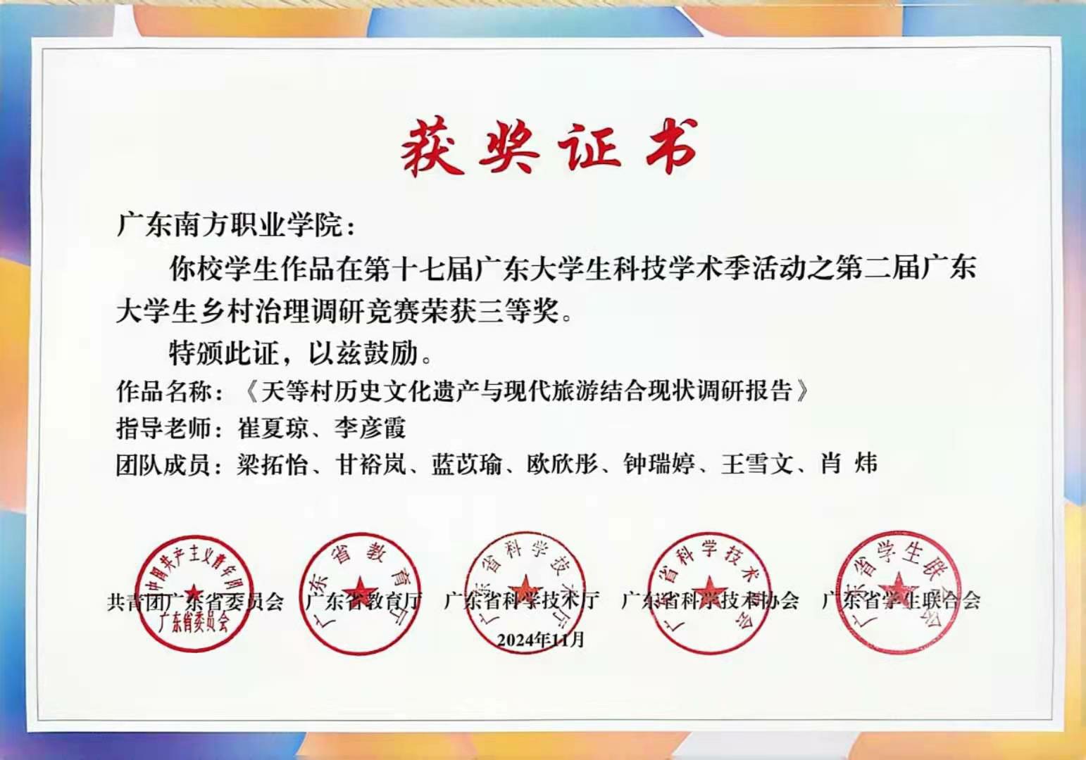 省级：乡村治理调研三等奖