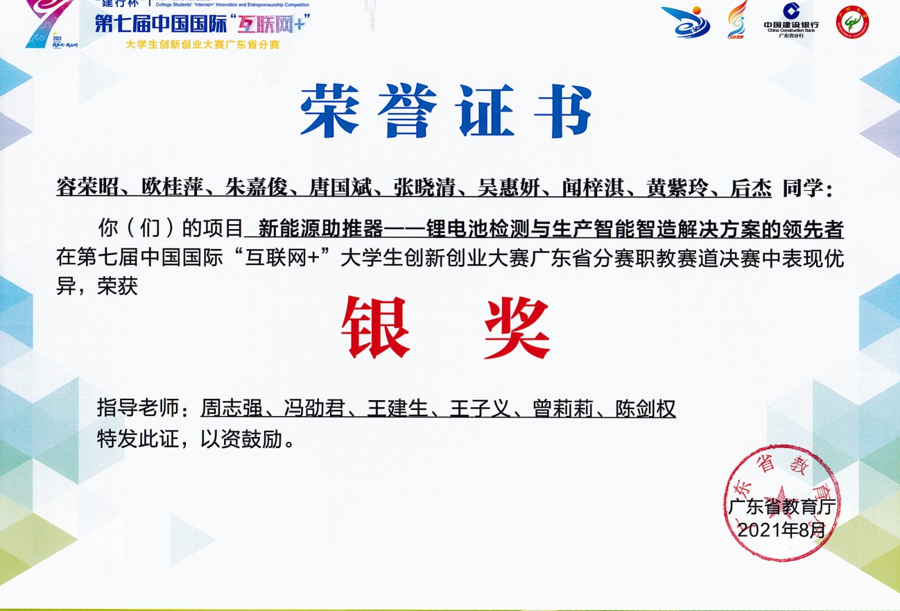 省级：创新创业大赛银奖